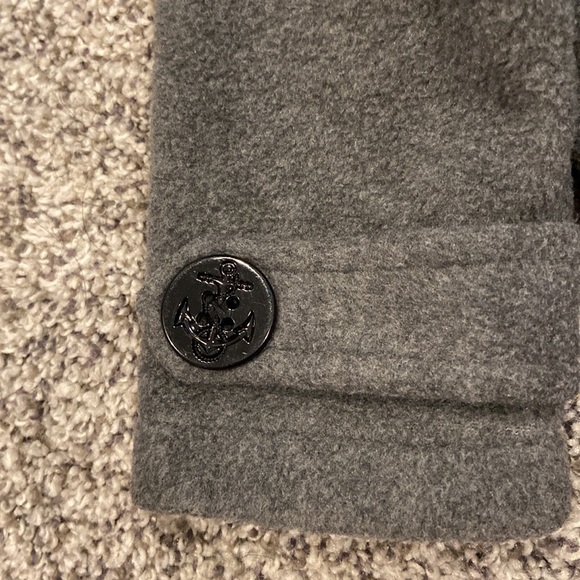 Starting out boys 12 month gray pea coat with adorable, black anchor buttons - Picture 6 of 9